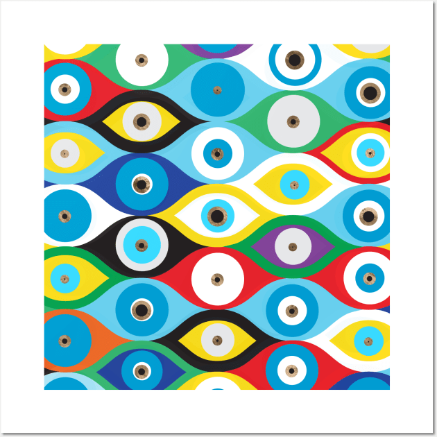 Colorful Evil Eye protection pattern Wall Art by Nartissima